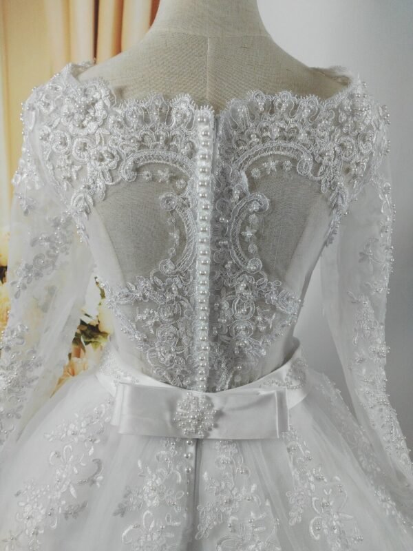 Women's Pearl Embellished Wedding Dress - Image 6
